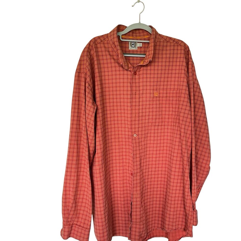 Cinch Shirt Mens Size XXL Button Down Long Sleeve Rodeo Western Cowboy Orange